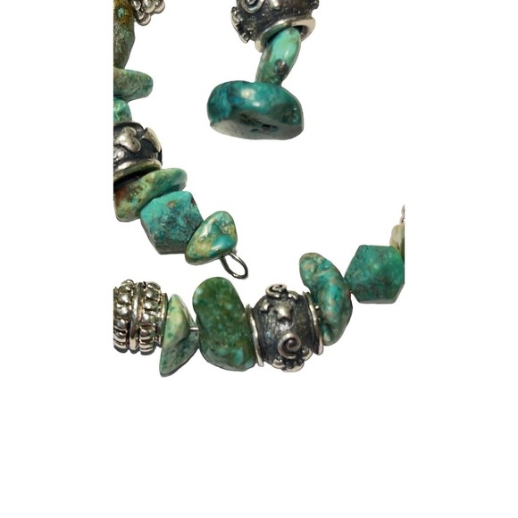 Simulated Turquoise & Silver Tone Stone Coil Flex Bracelet Variscite - Picture 4 of 4